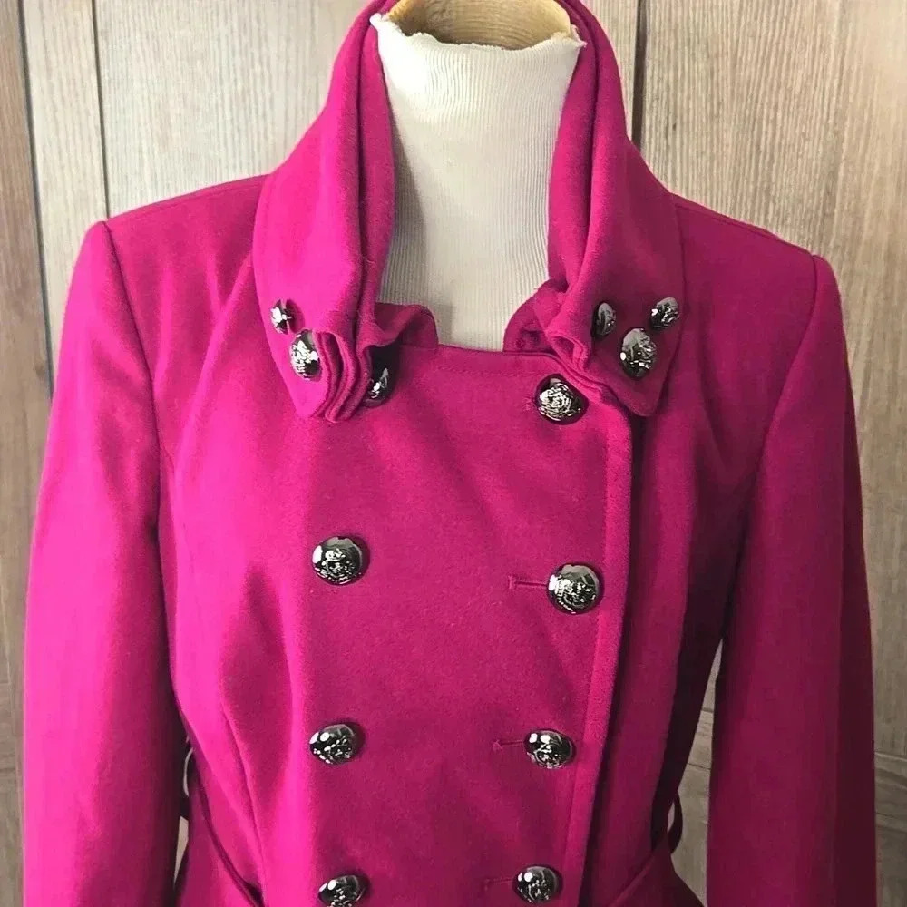 Women's Fuchsia Double-Breasted Jacket - Picture 6 of 9